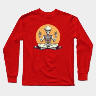 Skelton doing yoga Long Sleeve T-Shirt